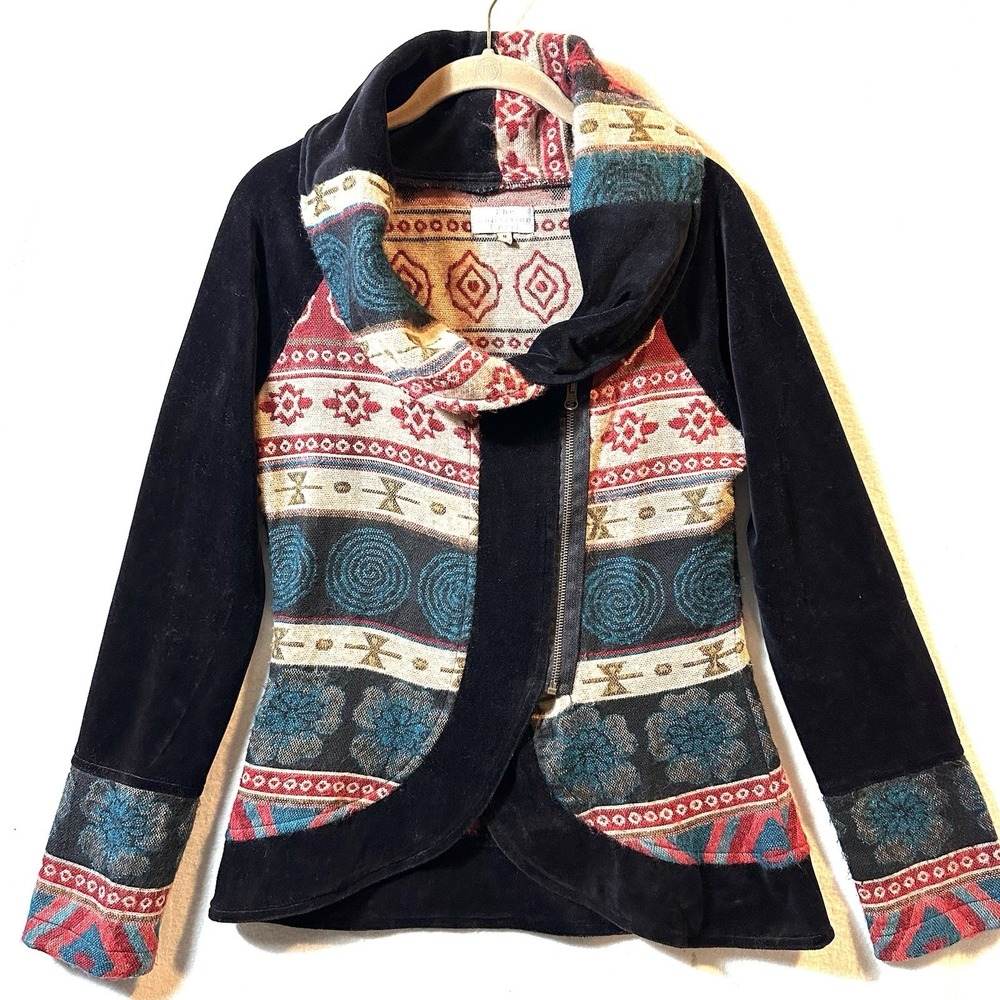 The Collection‎ Royal S Small Aztec Velvet Zip Up Sweater Jacket Southwestern